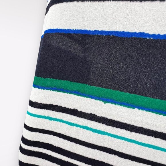 Van Heusen Multicolor Stripe Short Sleeve Crepe Blouse Small NWT - Picture 10 of 11